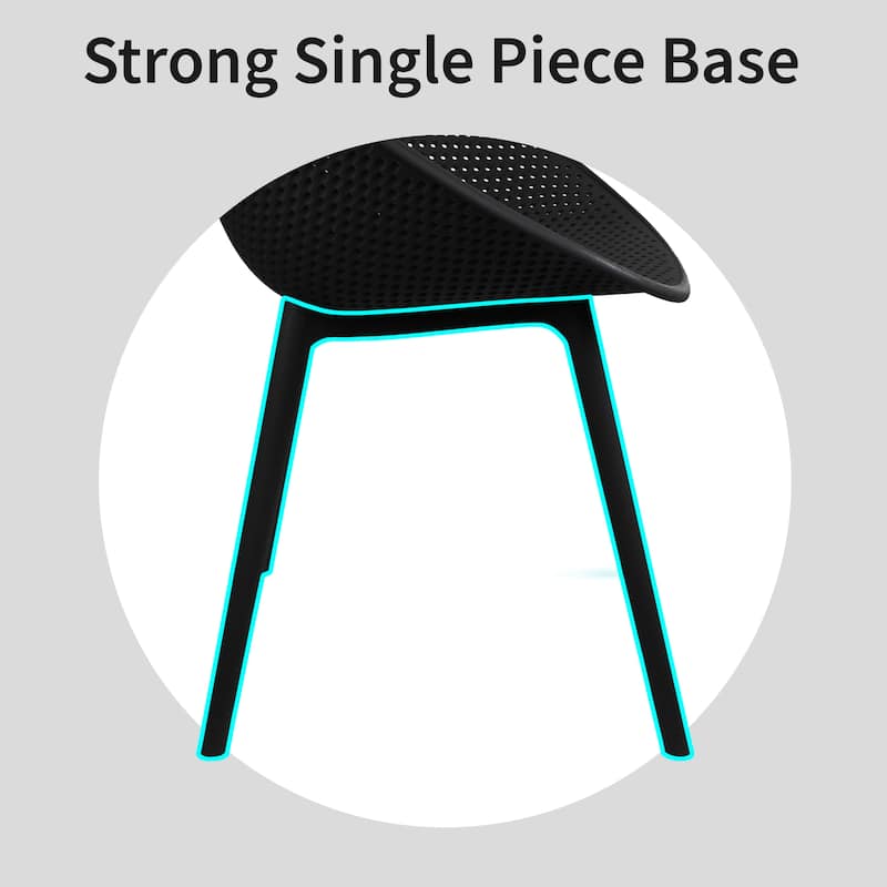 Mid-Century Modern Plastic Dining Chair Plastic Legs with Breathable Perforated Egg Shaped Seat for Indoor/Outdoor Use