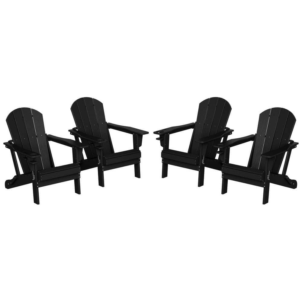 Alvaro Outdoor Adirondack Chair with Cup Holder (Set of 4)