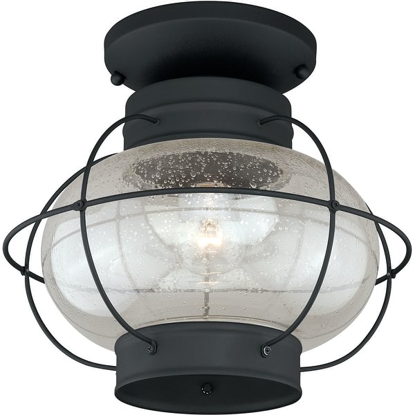 slide 2 of 11, Vaxcel Lighting Chatham 1 Light Semi-Flush Mount Outdoor Ceiling Textured Black