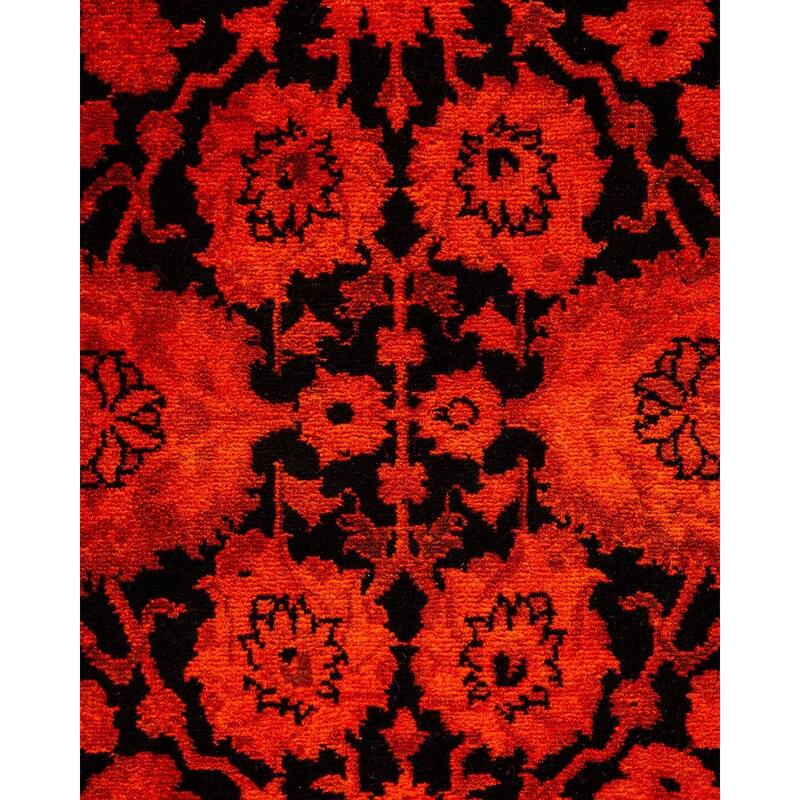 Overton Hand Knotted Wool Vintage Inspired Modern Contemporary Overdyed Orange Runner Rug - 2' 6" x 11' 5"