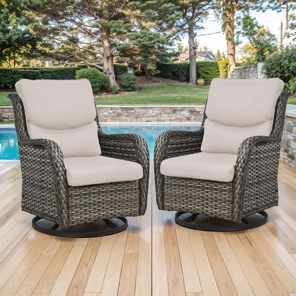 Outdoor Gliders Swivel Chairs Patio Chairs with 5-Inch Thick Cushions