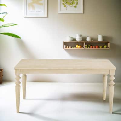 Wired White Finish Wood Turned-Leg Dining Table