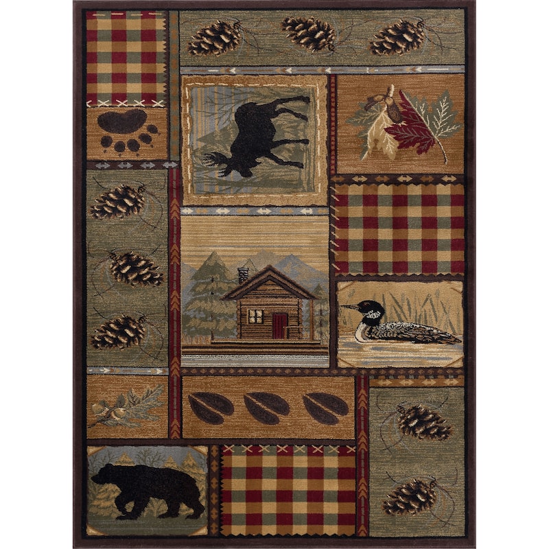 Area Rug & Runner - Lodge Cabin Farmhouse Rugs for Living Room Bedroom Dining Room Kitchen 2x3 / 3x8 / 5x7 / 8x10 / 9x12 / Round