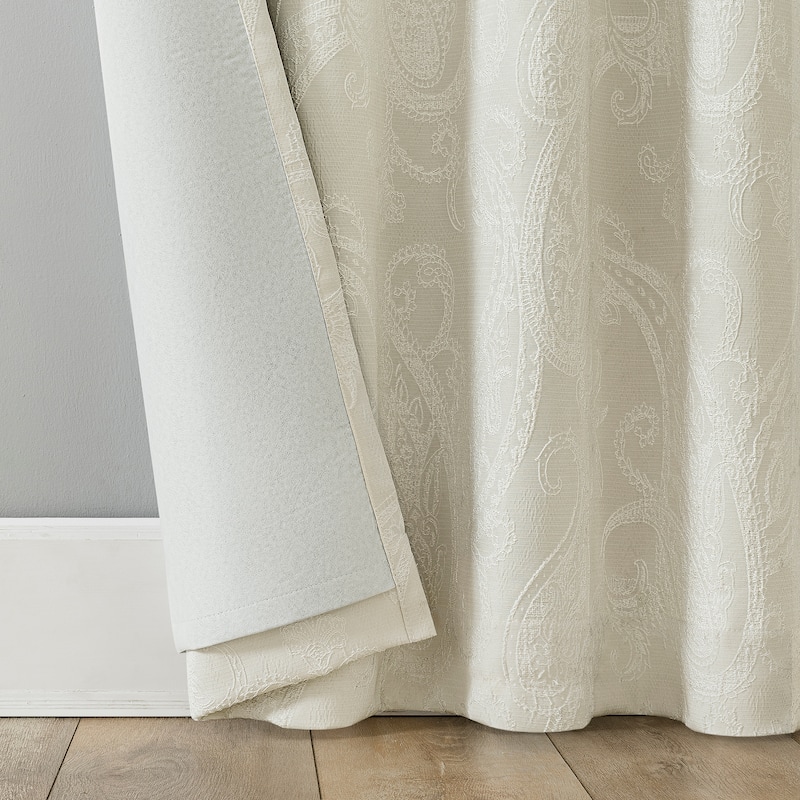 Sun Zero Pedra Paisley Embroidery Total Blackout Back Tab 1-Piece Curtain Panel, Single Panel