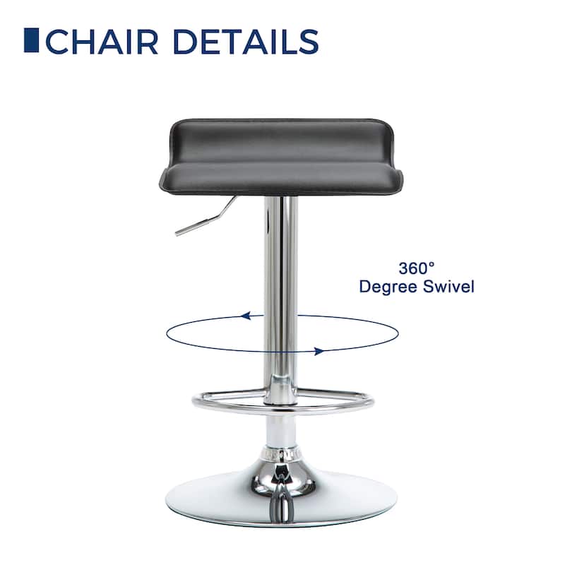 Faux Leather Upholstered Adjustable Barstools Airlift Counter Bar Pub Height Stools Set of 2