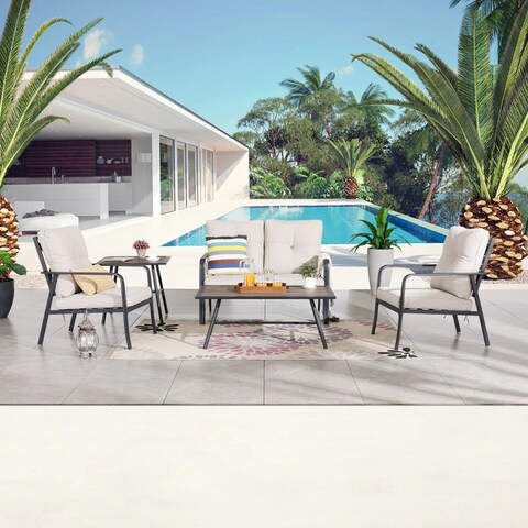 Patio Festival Curve-Arm 5-Piece Metal Outdoor Conversation Set