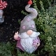 preview thumbnail 4 of 3, Magnesium Garden Gnome Holding Flowers with Grey Hat