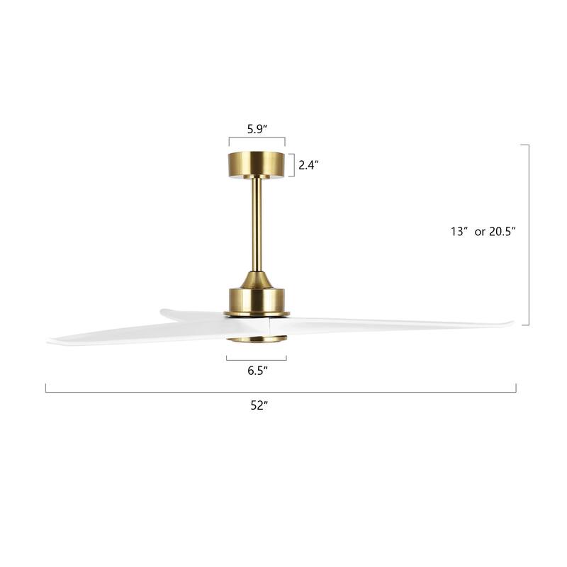52" Solid Wood 3-Blade Propeller Ceiling Fan with Remote Control