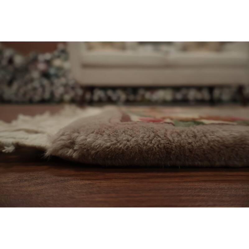 Hand Knotted Oriental 100% Wool Carpet Traditional Floral Brown Art Deco Area Rug - 3' 4'' X 2' 0''