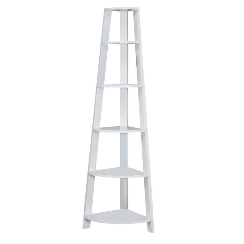 Corner Bookshelf 5-Tier - Modern Etagere Display Shelf - Black Finish - Living Room, Office, Bedroom Storage - 60