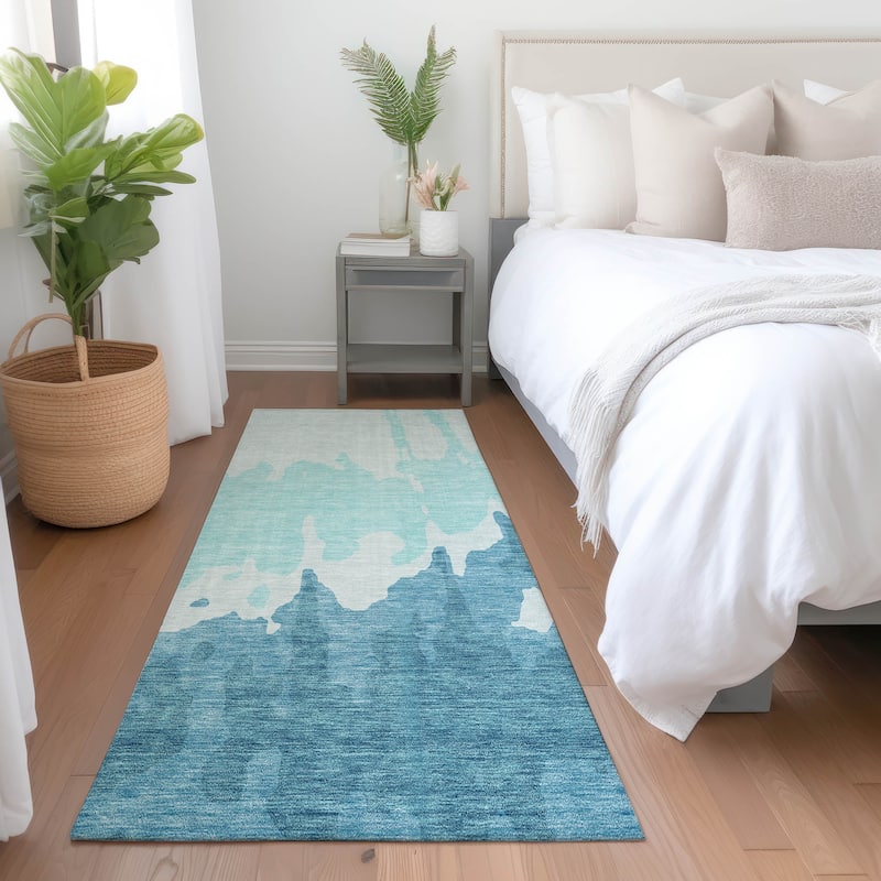 Machine Washable Indoor/ Outdoor Modern Abstract Chantille Rug