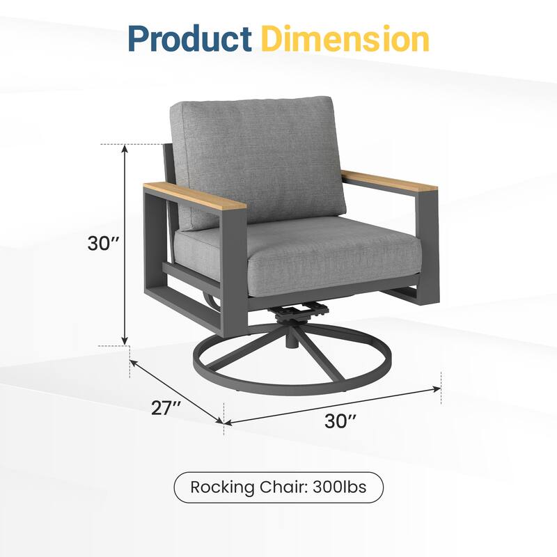 Patio Swivel Dining Chairs with 360-Degree Rotating