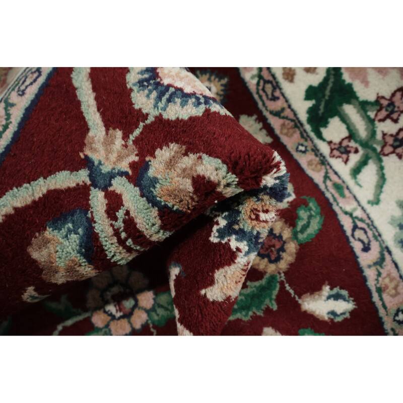 Hand Knotted Oriental 100% Wool Carpet Traditional All-Over Red Agra Area Rug - 5' 11'' X 4' 0''