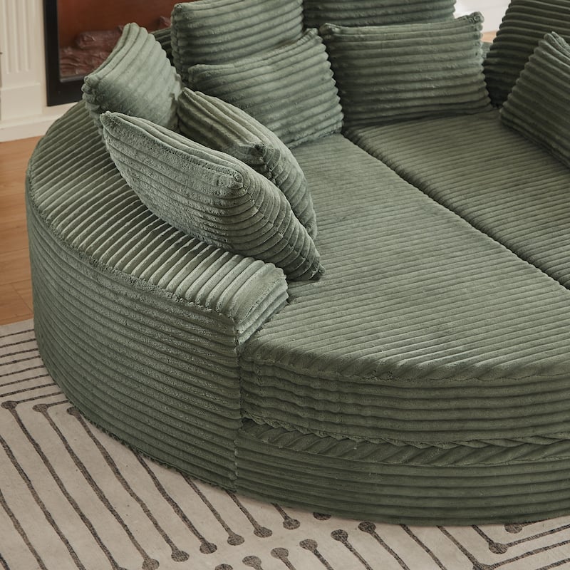 78.5-inch Corduroy Round Oversized Recliner,Converts into Two Recliners,2-In-1 Sofa Bed