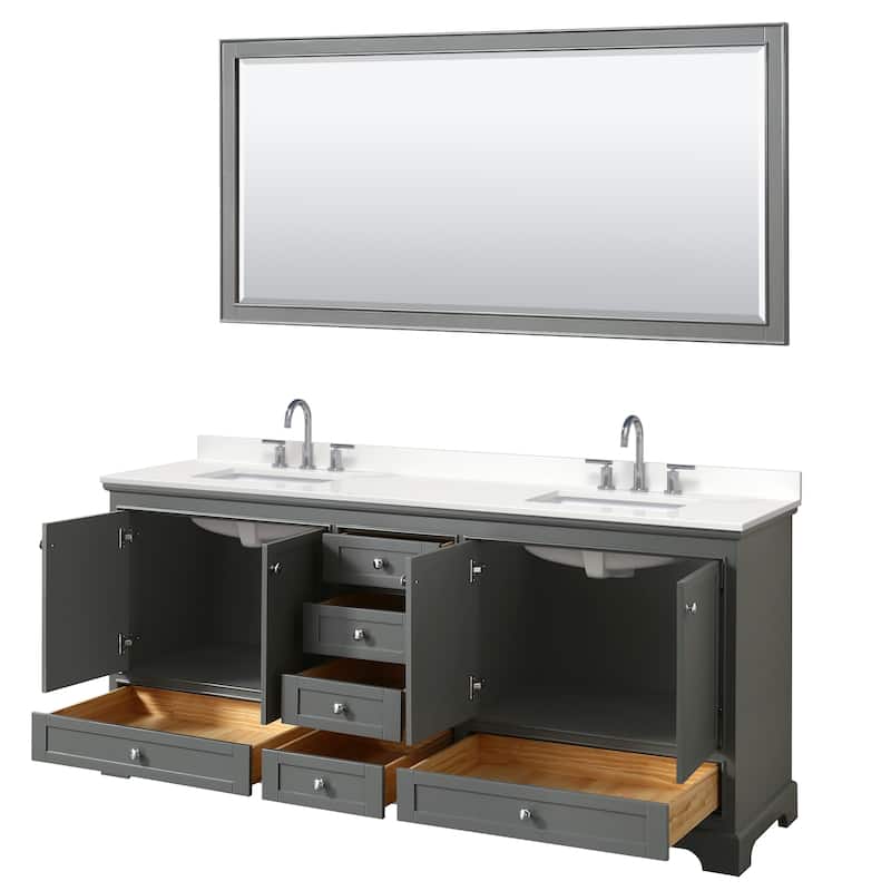 Deborah 80-inch Double Vanity, Quartz Top, 70-inch Mirror