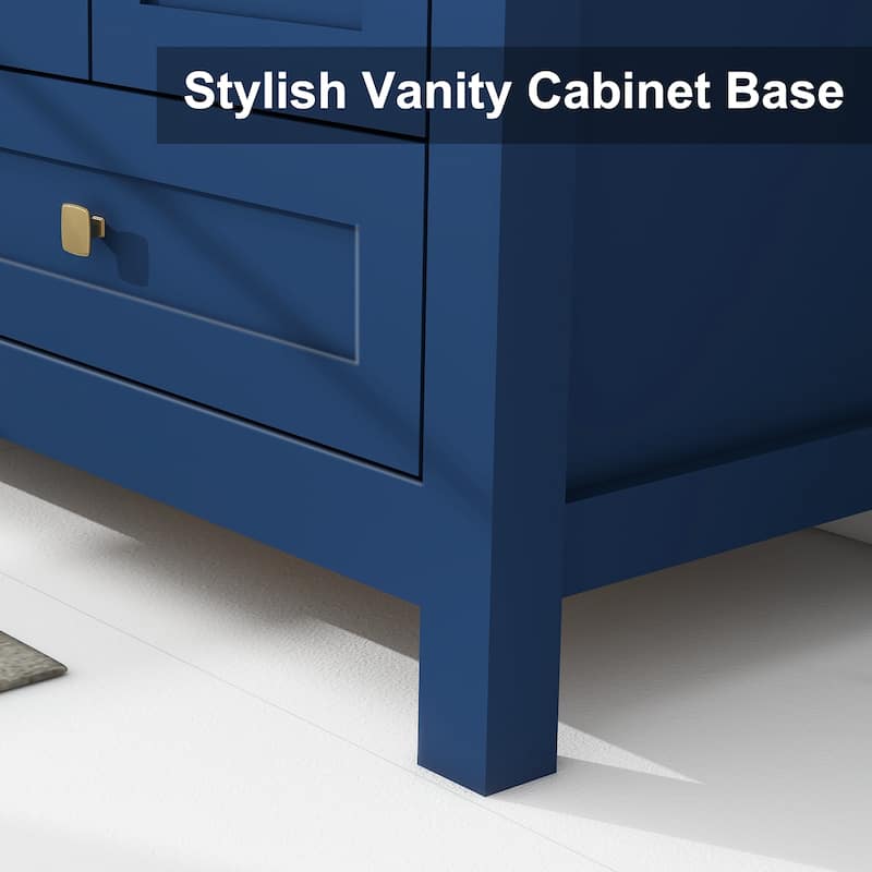 60" Bathroom Vanity Cabinet with Resin Drop in Sink Top Matte Black Faucet