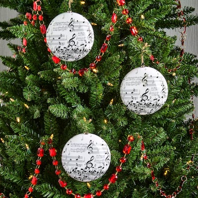 125mm Shatterproof Plastic Musical Note Disk Ornament Box of 3