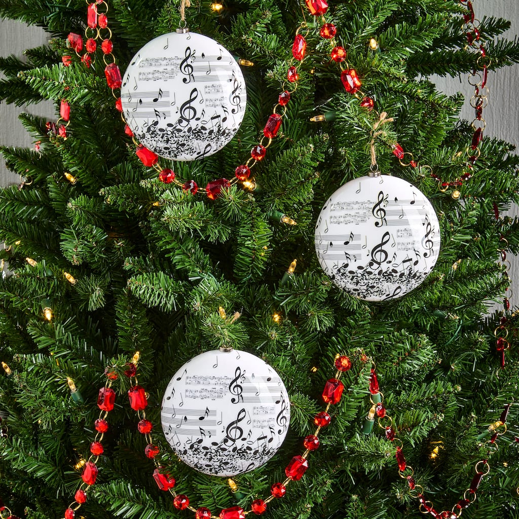 125mm Shatterproof Plastic Musical Note Disk Ornament Box of 3