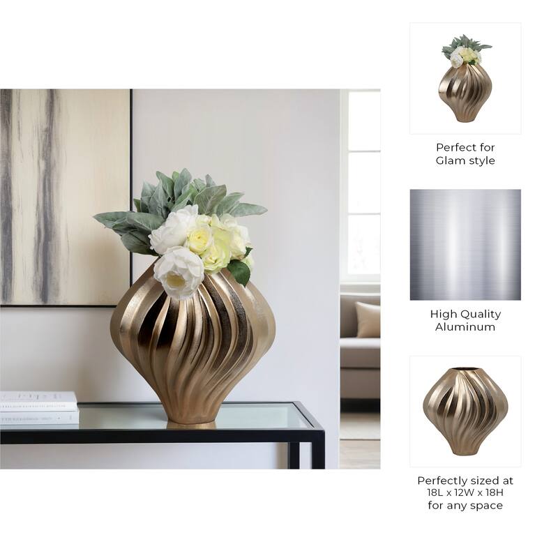 Aluminum Vase Twisted Sculptural Handcrafted Curved Contoured Shape