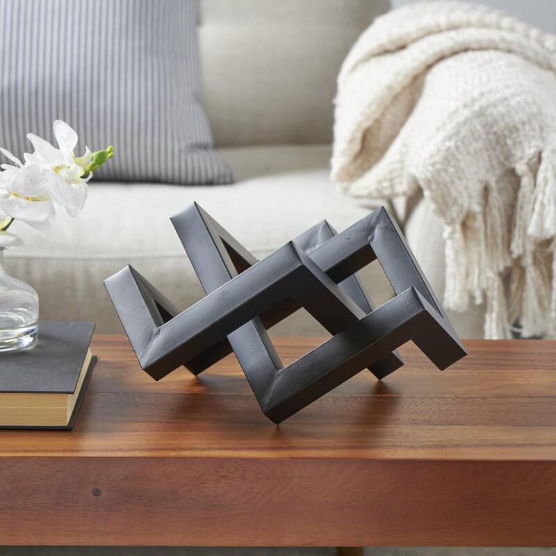 Metal Geometric Abstract Shaped Decorative Sculpture - Black or Gold - Roche River Decor