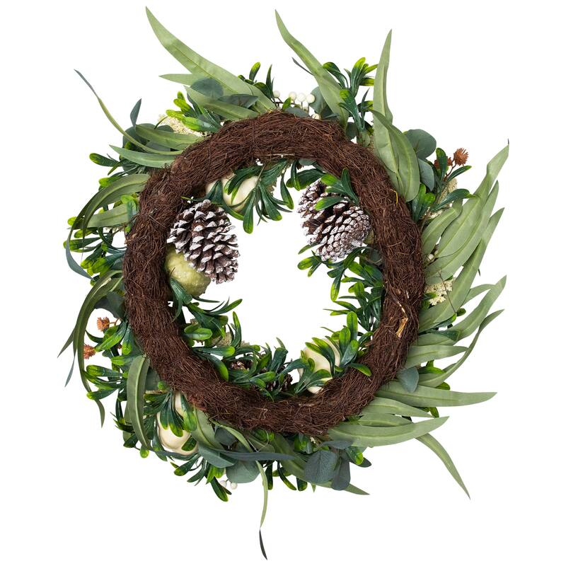 Gourds and Pinecones Artificial Fall Harvest Wreath - 24"