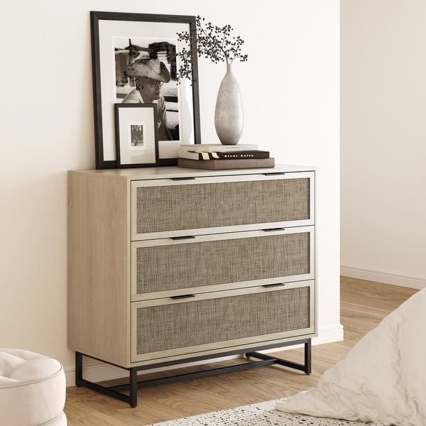 grey rattan dresser Modern 6 Drawer Dresser Rattan, Dressers for Bedroom, Chest of Drawers LGHM