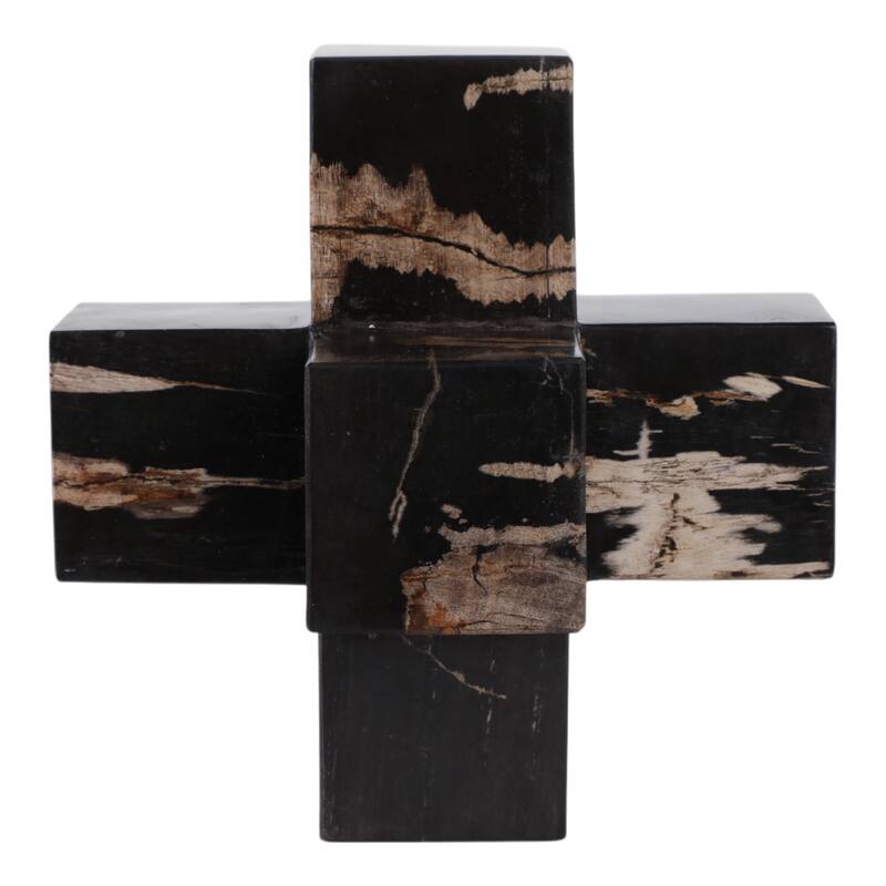 Wood Decorative Object with Geometric Design for Home Decor - 8" Brown - 8" x 8" x 8"