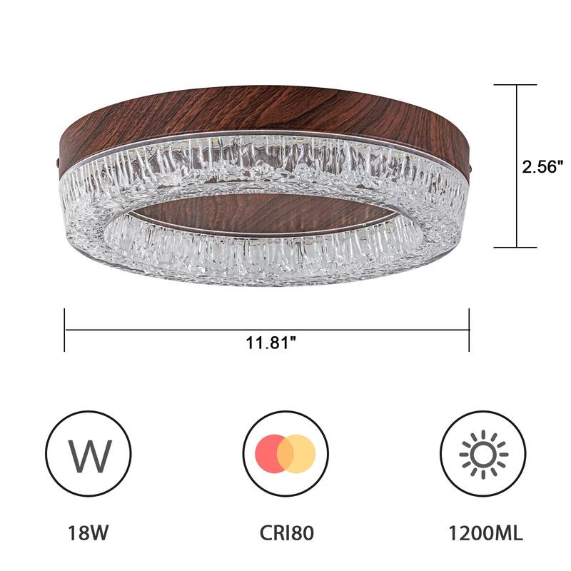 1-Light Farmhouse 3CCT Integrated LED Flush Mount Ceiling Light - 11.8-inch