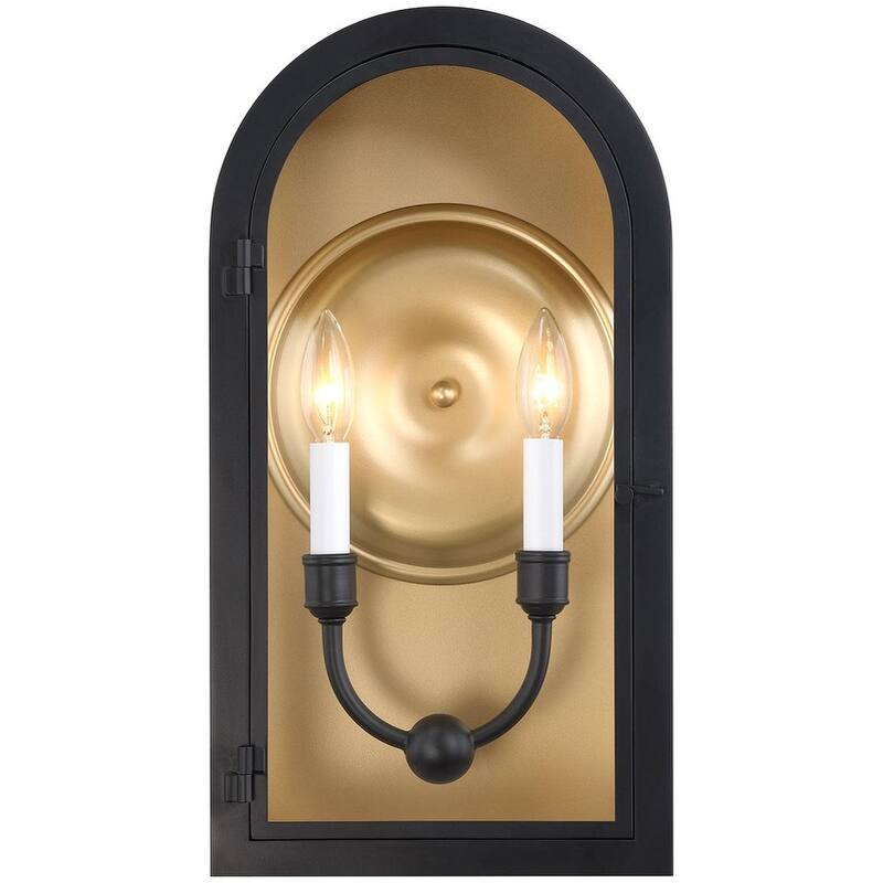 Savoy House 5-411 Grotto 2 Light 19" Tall Outdoor Wall Sconce - Matte Black / Vintage Gold