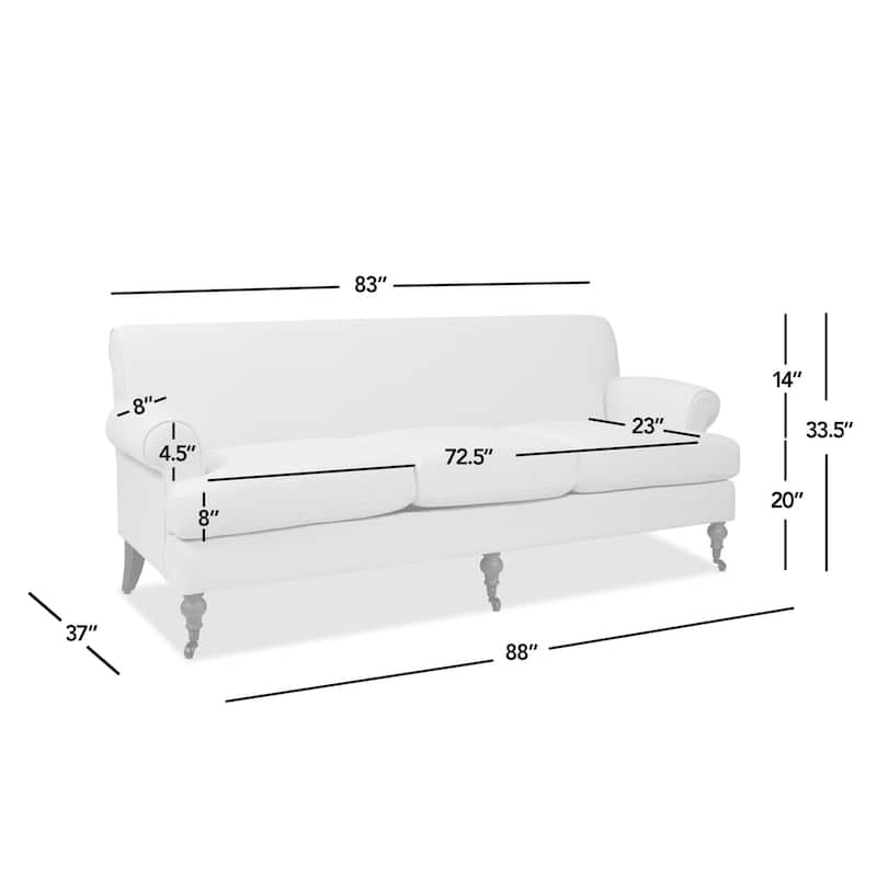 Alana Lawson 88 Inch Living Room Sofa – Three Cushion Couch with Rolled Arms and Tight Back – Minimal Assembly Required