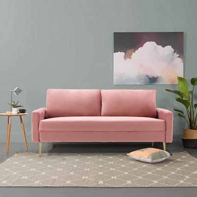 Modern Velvet Loveseat Sofa Couch with Pillows for Living Room