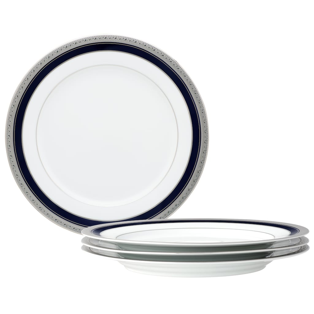Noritake Crestwood Cobalt Platinum Set Of 4 Dinner Plates, 10-1/2"