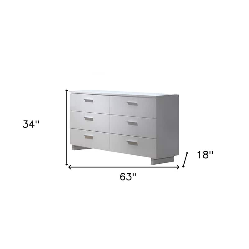 HomeRoots 63" White Six Drawer Double Dresser