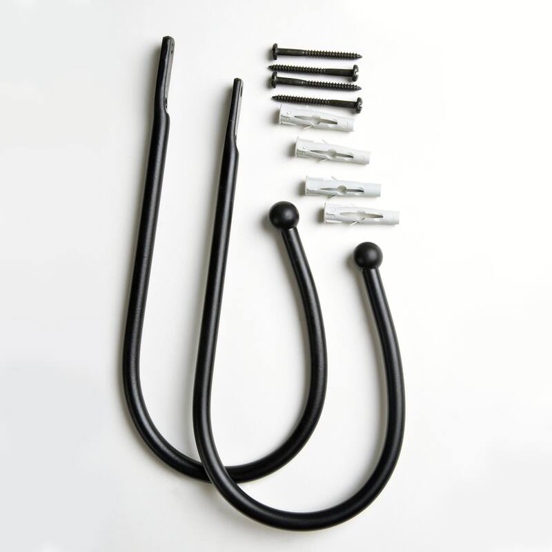 2 Pcs Curtain Holdback for Curtains Wall Mounted Metal Drapery Hook for Door Window Treatment- By Deco Window - Black