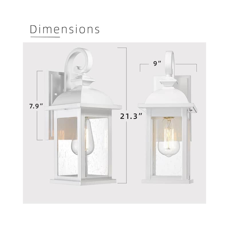 21 Inch Outdoor Wall Lantern Lights,Seeded Glass Shade