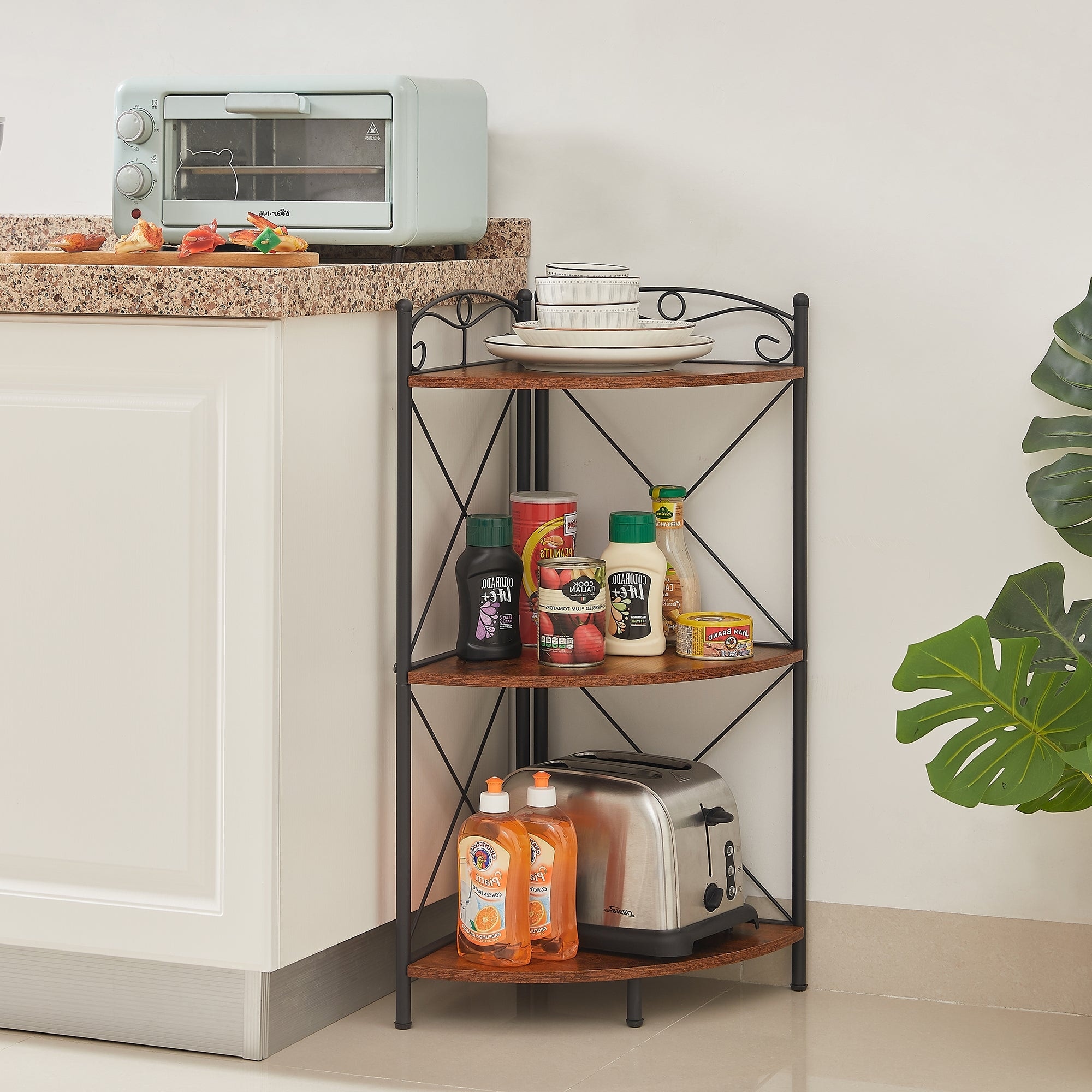 3-Tier Corner Shelf Industrial Triangle Display Storage Rack