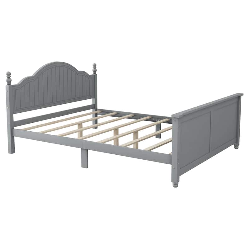 Full Size Bed For Kids, Wood Full Platform Bed with Headboard and Footboard