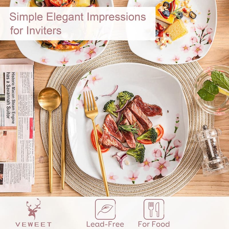 VEWEET Annie Flower Dinnerware Set (Service for 6)
