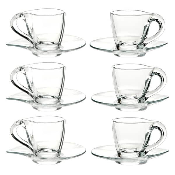 Glass Espresso Cup and Saucer (Set of 6) Majestic Crystal