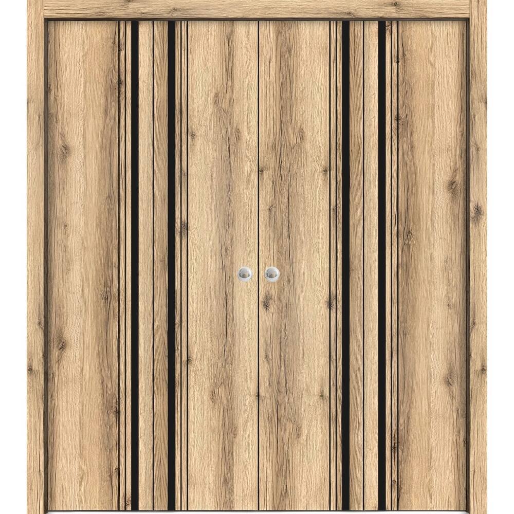 Double Bi-fold Doors Planum 0011 Oak with Sturdy Tracks