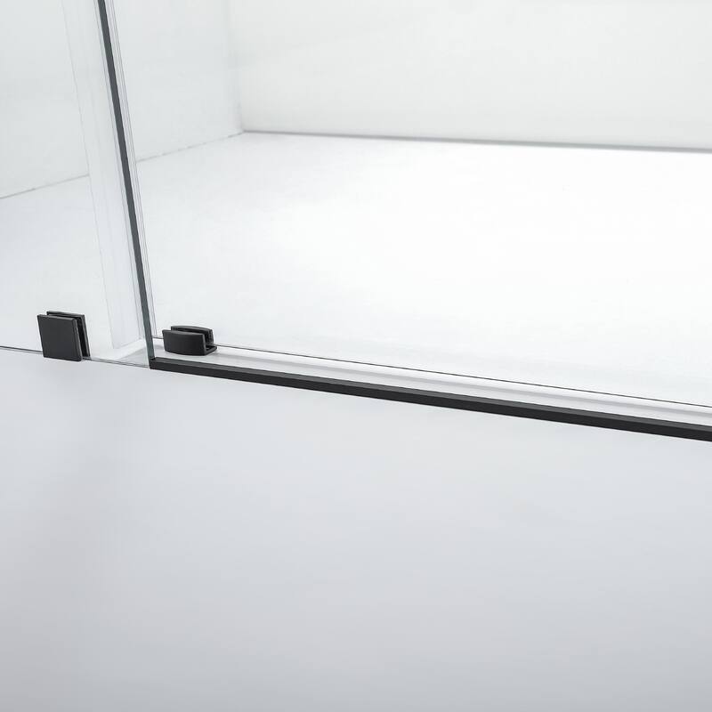 Villena 68" W x 78" H Single Sliding Shower Door,Matt Black - 68 inches