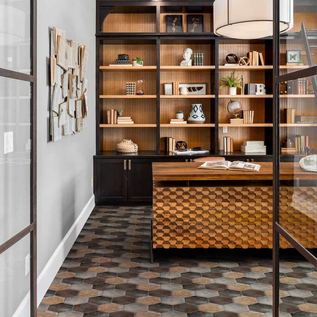 Merola Tile Industrial Hex Multi Mix 8-1/2" x 9-7/8" Porcelain Floor and Wall Tile
