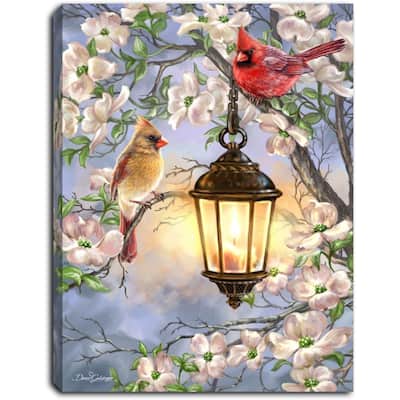 8" Gold and Brown Spring Lantern LED Canvas Tabletop Decor