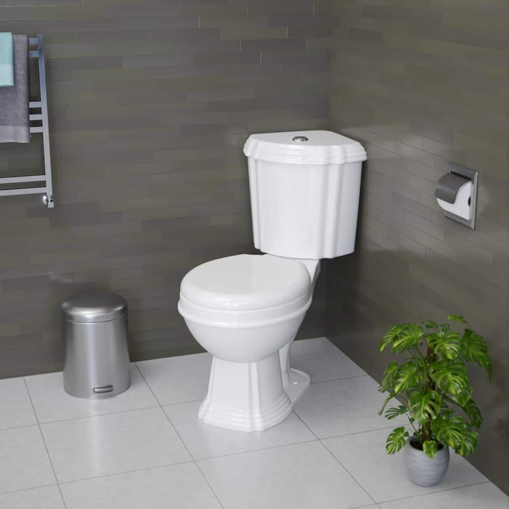 Sheffield White Ceramic Corner 2-Piece Round Toilet Dual Flush with Slow Close Seat