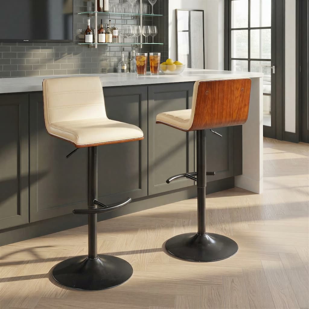 Carson Carrington Ljungby Adjustable Bar Stool with Rounded T Footrest (Set of 2)