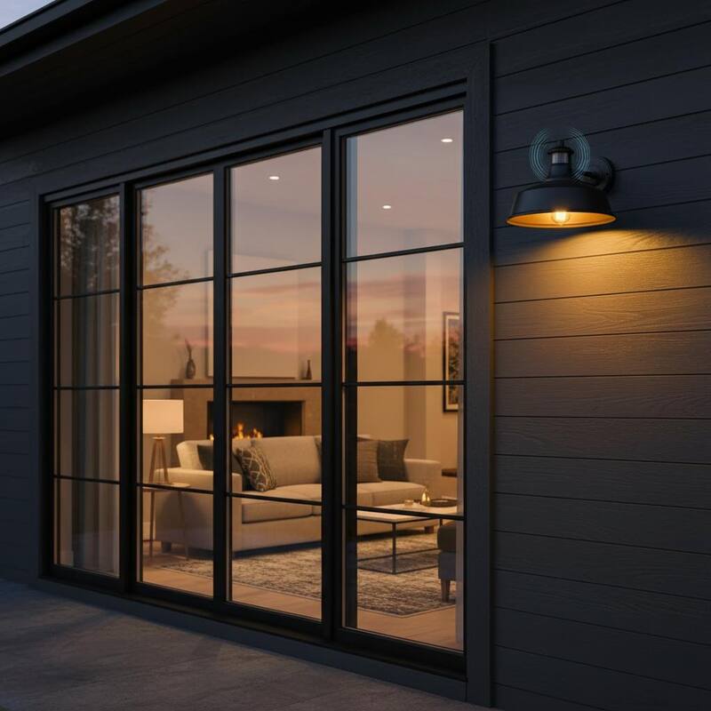 Outdoor Motion Sensor Barn Light - Dusk to Dawn Farmhouse Wall Lantern