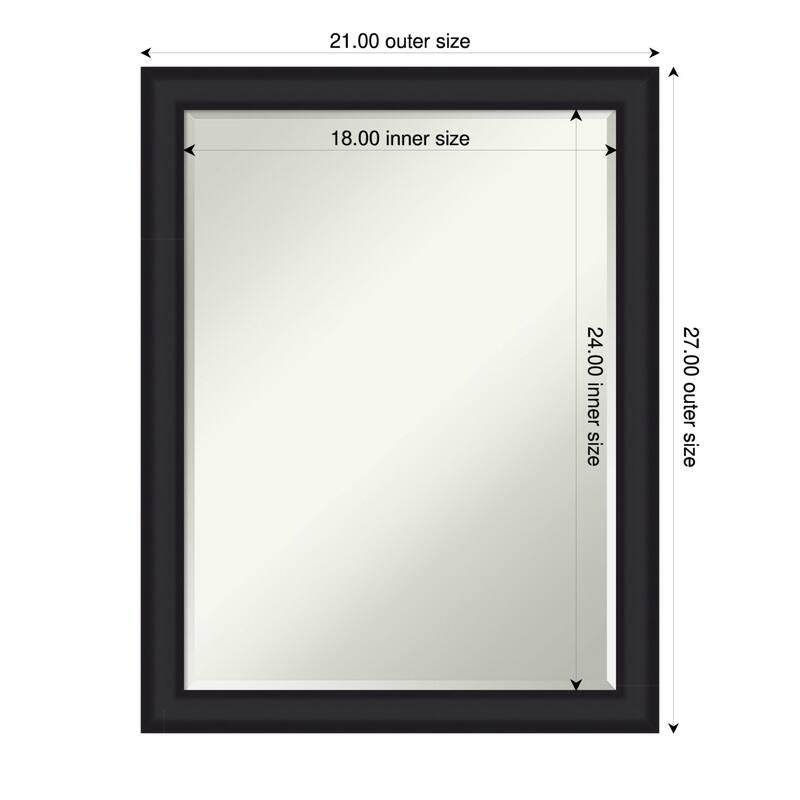 Oliver Narrow Half-Inch-Bevel Wood Framed Wall Mirror - 21 x 27 in - Oliver Black Narrow