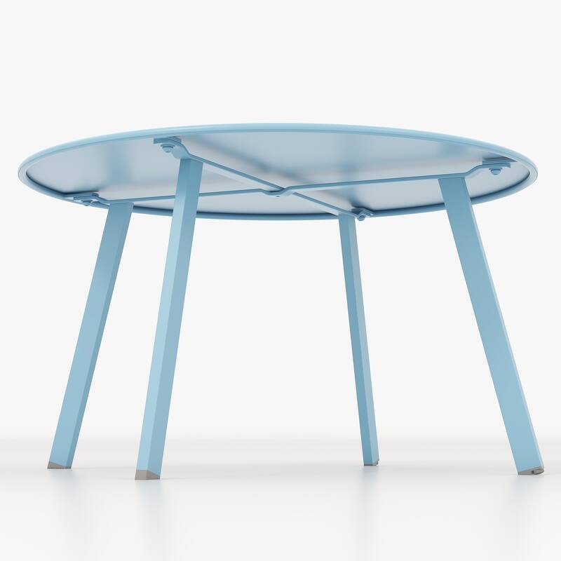 Clihome Patio Round Metal Coffee Table, Outdoor Side Table