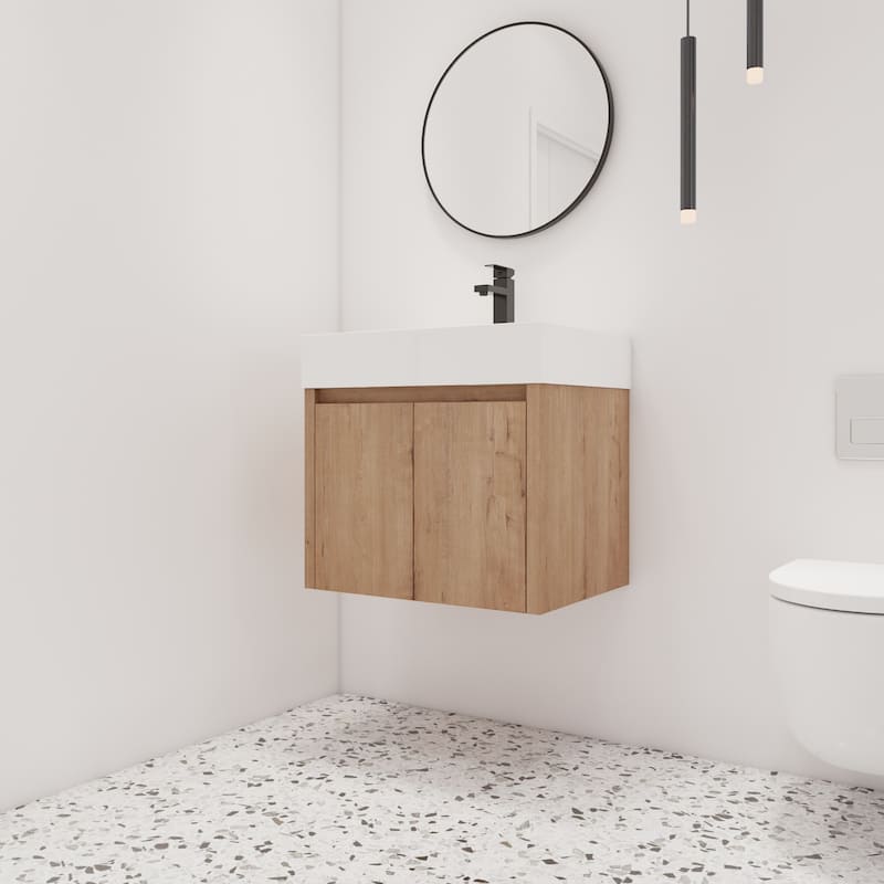 Malwee 24"/30"/36"/48" Floating Bathroom Vanity with Sink - 23.63"×18.13"×22.44"
