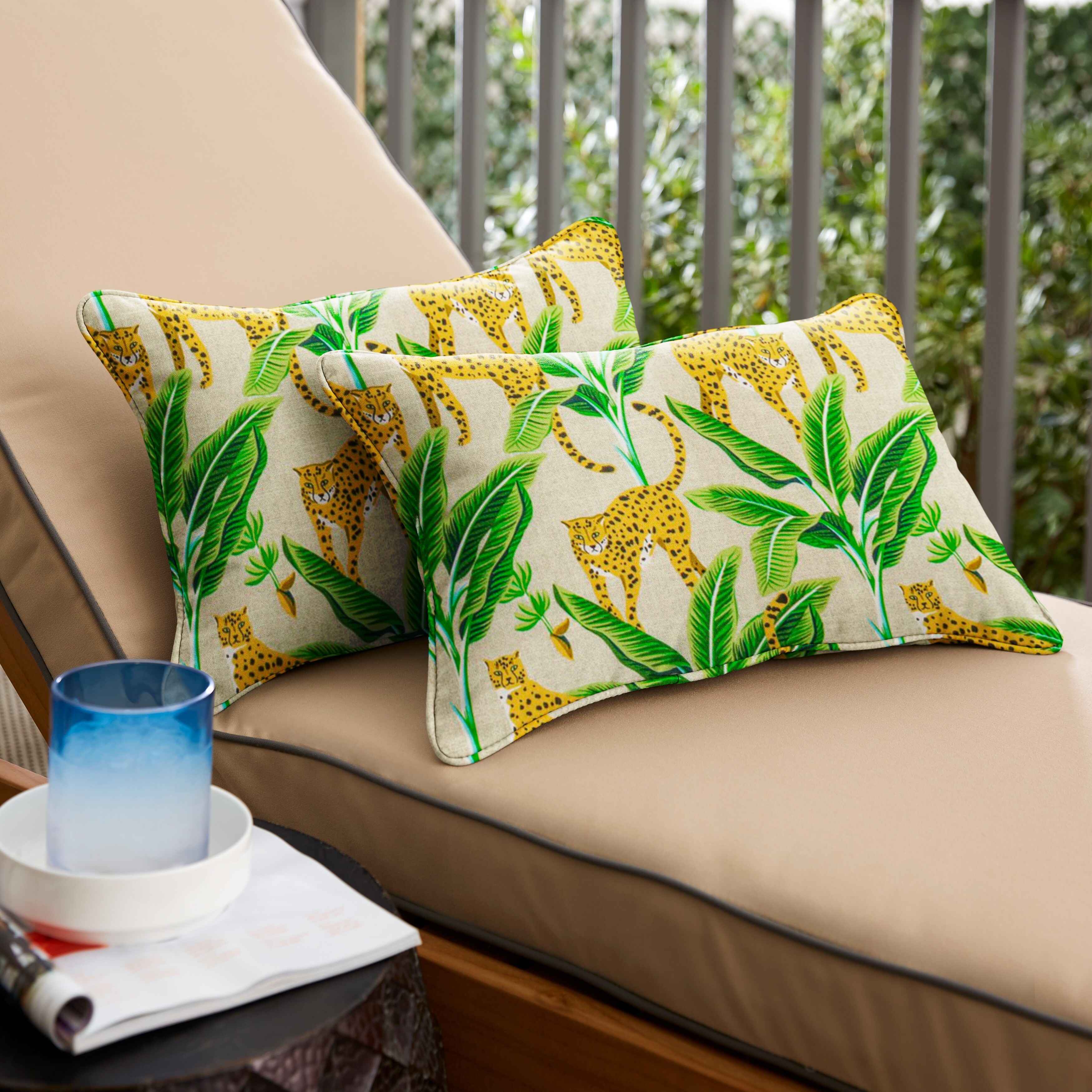 Green outdoor sale lumbar pillow
